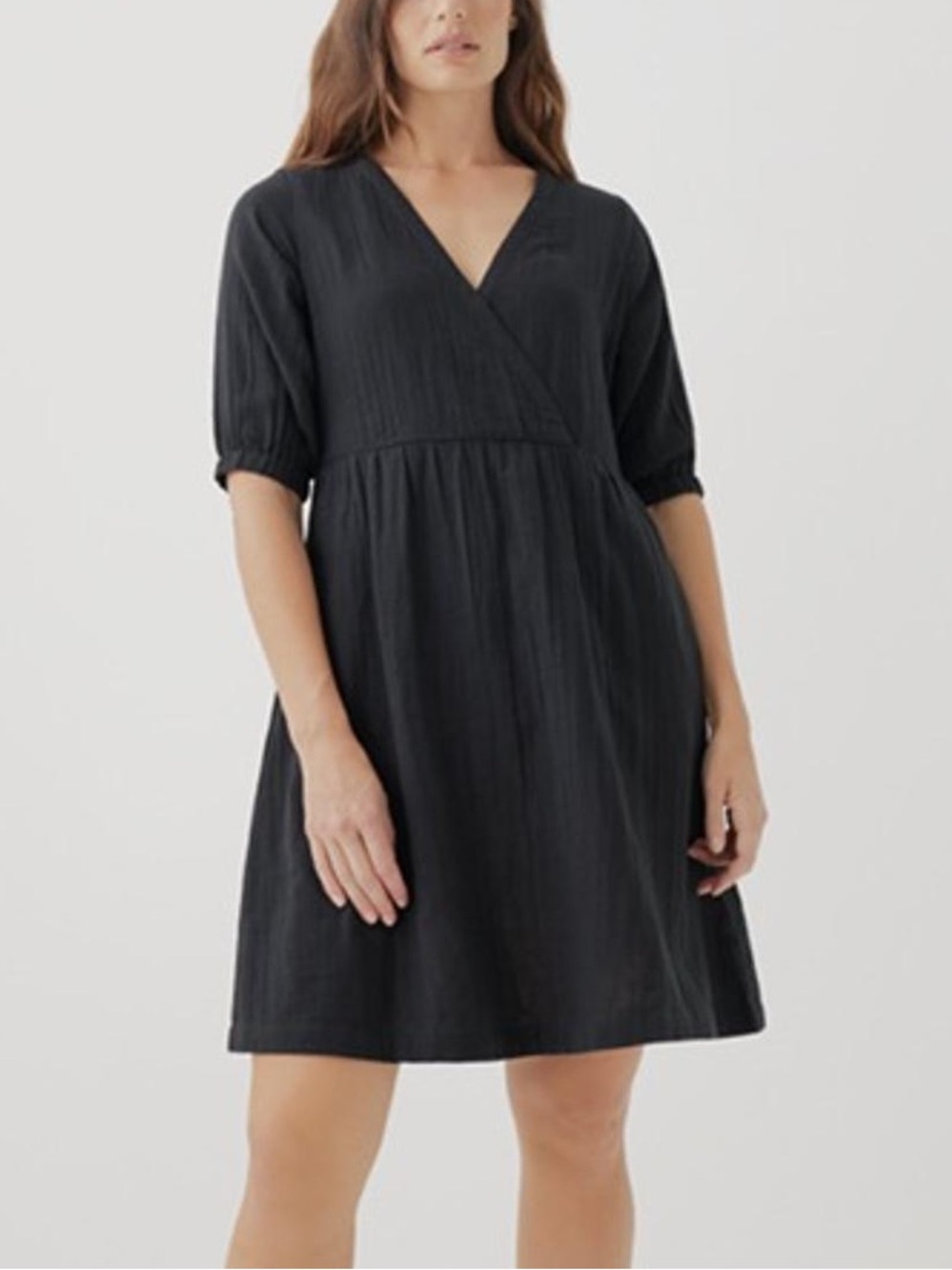 NWOT Pact 100 Organic Cotton Black Crossover Mini Dress Flowy Size XXXL